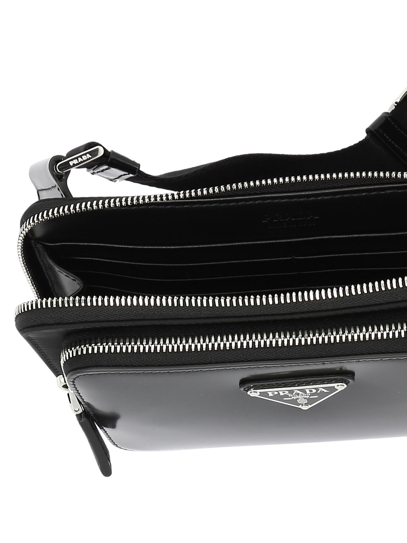 PRADA Black   Re-Nylon and brushed leather shoulder bag